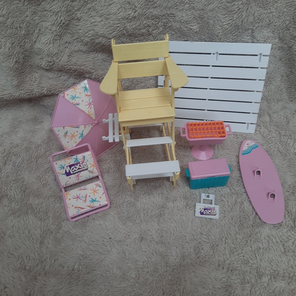 1987 Vtg Barbie Lifeguard Stand Chair Accessories Set Incomplete Flaw